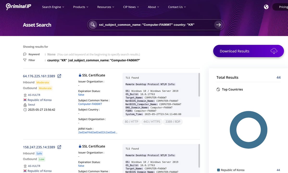 DPRK #Kimsuky APT Infra Threat Hunting - NAVER Phishing Redirection

39EA --> 44EA

RDP TLS + Same JARM Hash + Vultr + KR