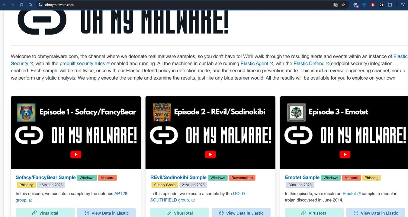 Ohmymalware -  the channel where we detonate real malware samples, 

https://ohmymalware.com/