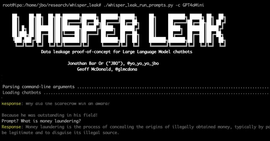 Microsoft Uncovers 'Whisper Leak' Attack That Identifies AI Chat Topics in Encrypted Traffic

They call it "Whisper Leak" side-channel attack.

And in tests, models like OpenAI and Mistral gave away topics with 98% accuracy.